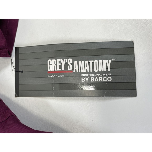 Greys Anatomy Barco Scrubs 3 PKT Stylized Princess V Neck Top Womens S Wine NWT - Picture 5 of 5